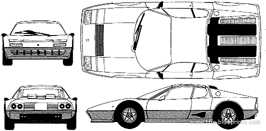 Ferrari 512BB Berlinetta Boxer - Феррари - чертежи, габариты, рисунки автомобиля