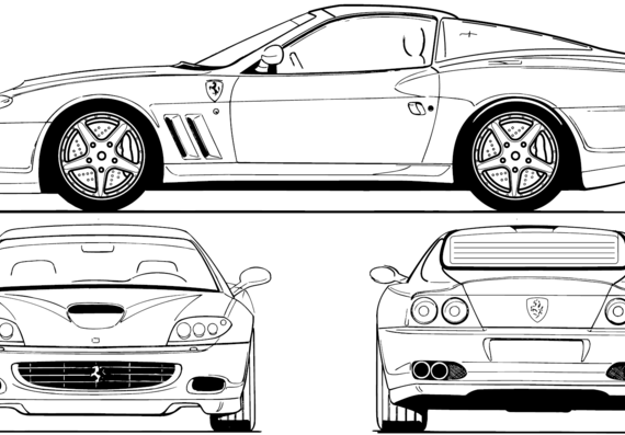 Ferrari 575M Superamerica (2005) - Феррари - чертежи, габариты, рисунки автомобиля