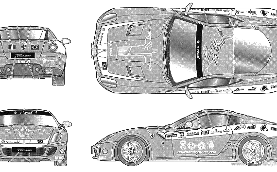 Ferrari 599GTB Pan American Brazil - Феррари - чертежи, габариты, рисунки автомобиля