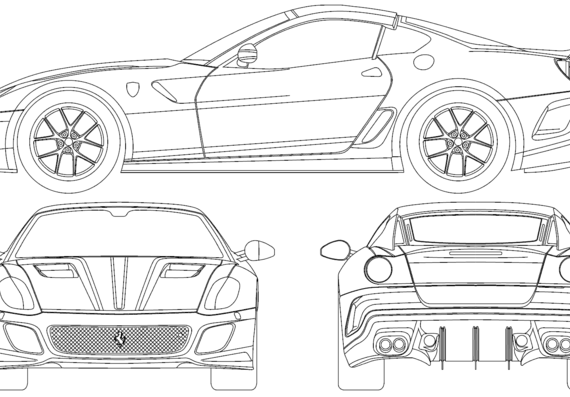 Ferrari 599 GTO (2011) - Феррари - чертежи, габариты, рисунки автомобиля