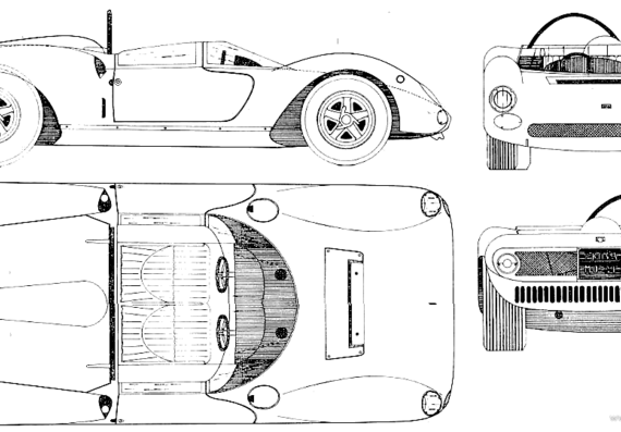 Ferrari Dino 166P Monza (1965) - Феррари - чертежи, габариты, рисунки автомобиля