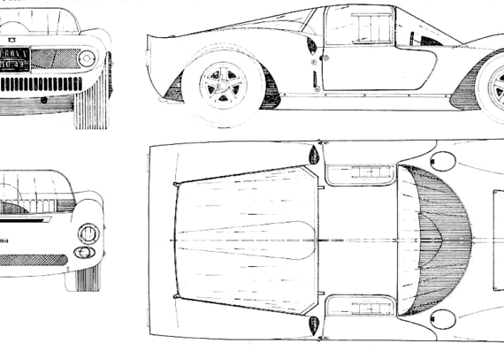 Ferrari Dino 206SP (1965) - Феррари - чертежи, габариты, рисунки автомобиля