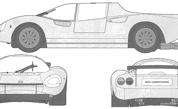 Ferrari Dino 206 GT - Феррари - чертежи, габариты, рисунки автомобиля