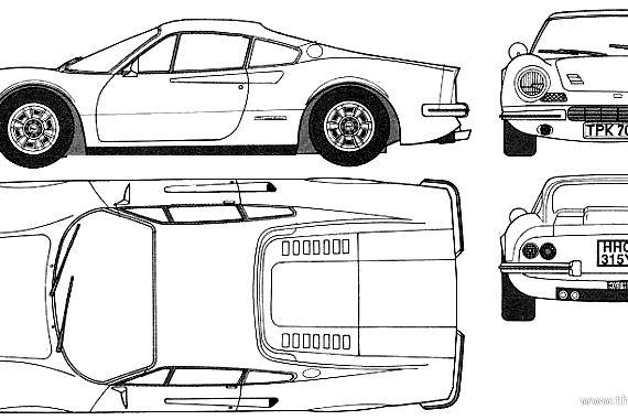 Ferrari Dino 246GT (1972) - Ferrari - drawings, dimensions, pictures of the car