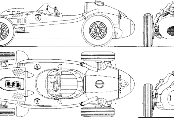 Ferrari Dino 246 F1 GP (1958) - Феррари - чертежи, габариты, рисунки автомобиля