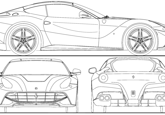 Ferrari F12 (2013) - Феррари - чертежи, габариты, рисунки автомобиля