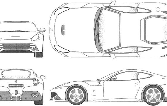 Ferrari F12berlinetta (2013) - Феррари - чертежи, габариты, рисунки автомобиля