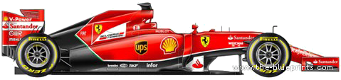 Ferrari F14T F1 GP (2014) - Феррари - чертежи, габариты, рисунки автомобиля