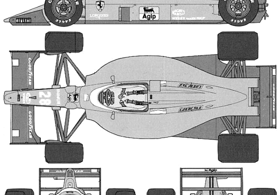 Ferrari F189 F1 GP (1989) - Феррари - чертежи, габариты, рисунки автомобиля