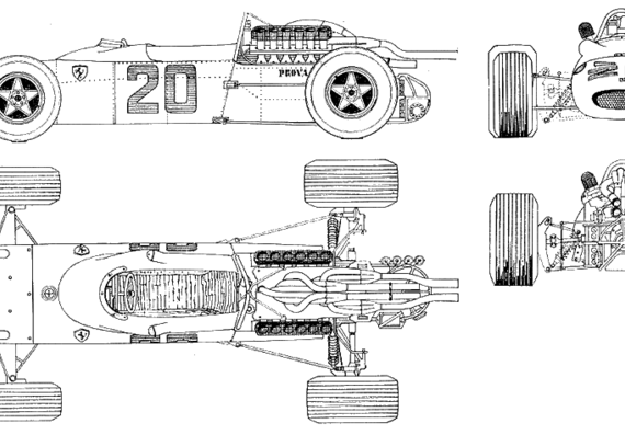 Ferrari F1 (1967) - Феррари - чертежи, габариты, рисунки автомобиля