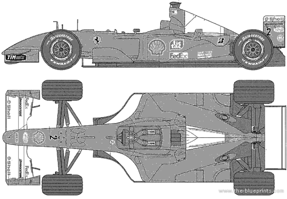 Ferrari F2001 (2001) - Феррари - чертежи, габариты, рисунки автомобиля