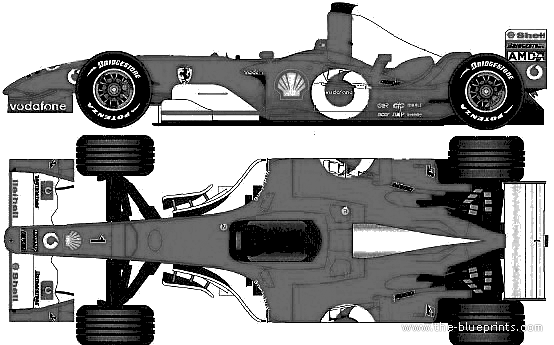 Ferrari F2003-GA F1 (2003) - Феррари - чертежи, габариты, рисунки автомобиля