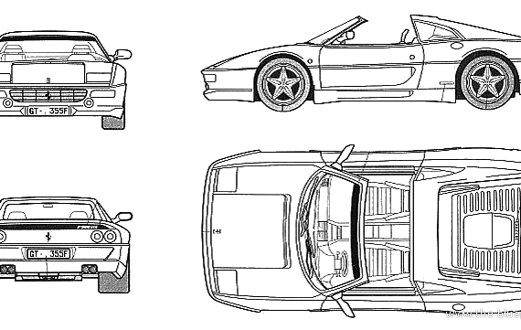 Ferrari F355GTS - Феррари - чертежи, габариты, рисунки автомобиля