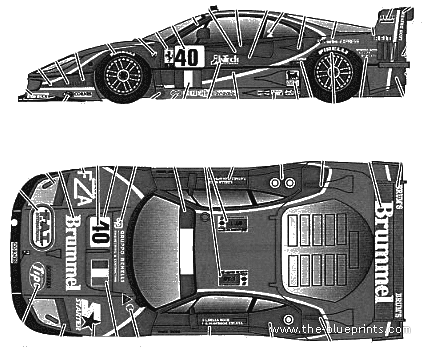 Ferrari F40GTE Brummel LeMans (1995) - Феррари - чертежи, габариты, рисунки автомобиля