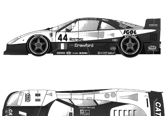 Ferrari F40 Le Mans Igol 44 (1996) - Феррари - чертежи, габариты, рисунки автомобиля