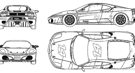 Ferrari F430 Challenge Stradale - Феррари - чертежи, габариты, рисунки автомобиля