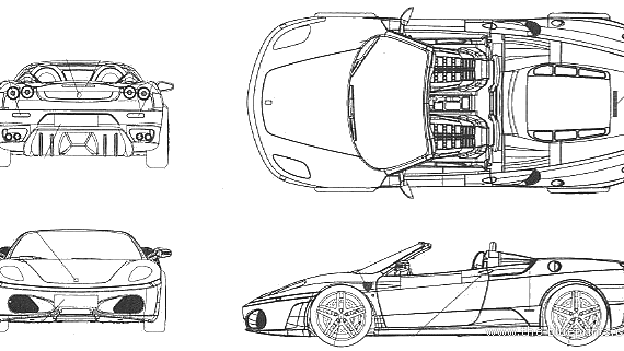 Ferrari F430 Spider DX - Феррари - чертежи, габариты, рисунки автомобиля