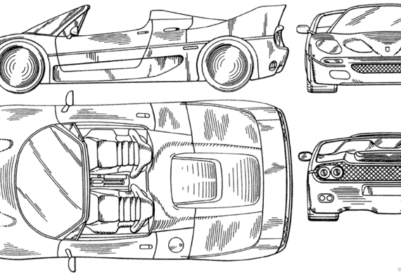 Ferrari F50 Spider - Феррари - чертежи, габариты, рисунки автомобиля