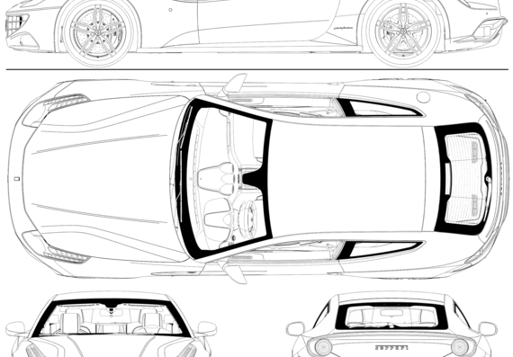Ferrari FF (2011) - Феррари - чертежи, габариты, рисунки автомобиля