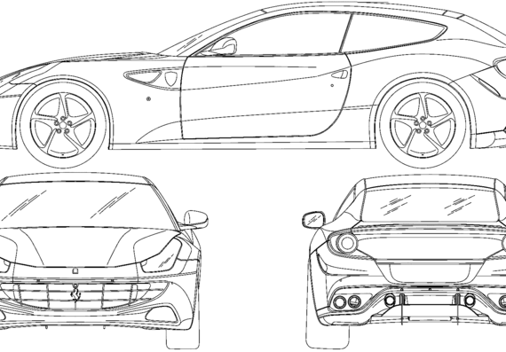 Ferrari FF (2012) - Феррари - чертежи, габариты, рисунки автомобиля