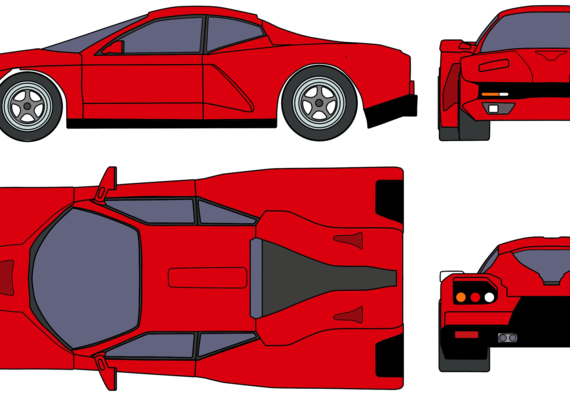 Ferrari FZ 93 Zagato (1993) - Феррари - чертежи, габариты, рисунки автомобиля