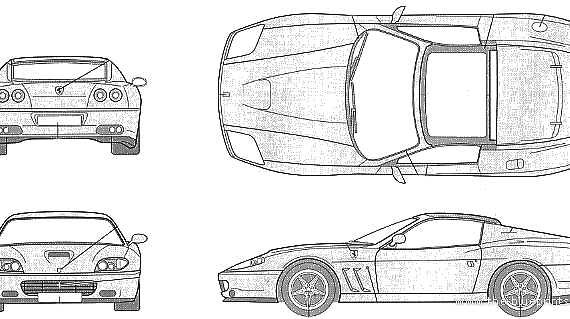 Ferrari Super America - Феррари - чертежи, габариты, рисунки автомобиля