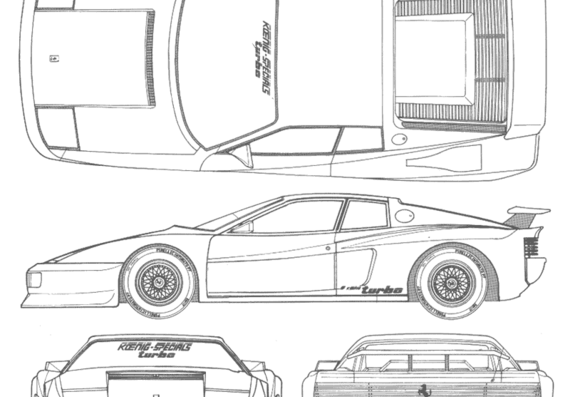 Ferrari Testarossa Koenig Special - Феррари - чертежи, габариты, рисунки автомобиля
