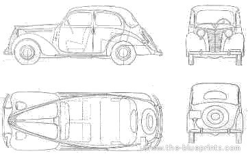 Fiat 1100B Berlina (1949) - Фиат - чертежи, габариты, рисунки автомобиля
