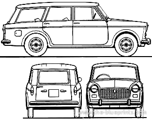 Fiat 1100D Millecento Familiare (1964) - Фиат - чертежи, габариты, рисунки автомобиля