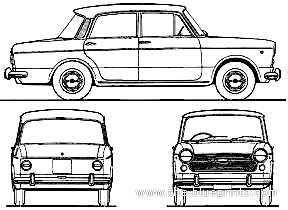 Fiat 1100R Millecento (1967) - Фиат - чертежи, габариты, рисунки автомобиля