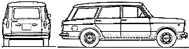 Fiat 1100R Millecento Familiare (1967) - Фиат - чертежи, габариты, рисунки автомобиля