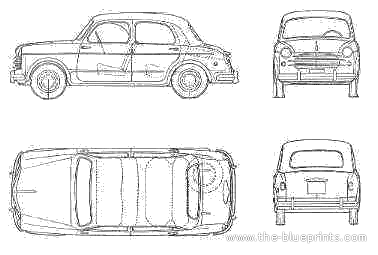 Fiat 1100 103 Berlina (1954) - Фиат - чертежи, габариты, рисунки автомобиля
