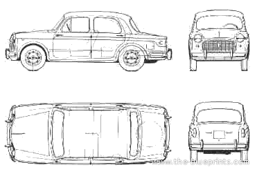Fiat 1100 Berlina Lusso (1959) - Фиат - чертежи, габариты, рисунки автомобиля