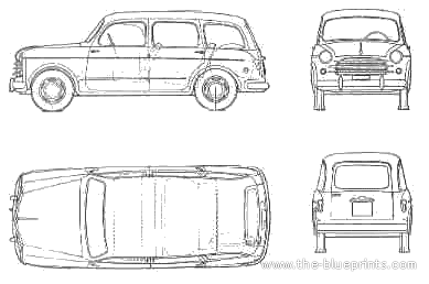 Fiat 1100 Familiare (1956) - Фиат - чертежи, габариты, рисунки автомобиля