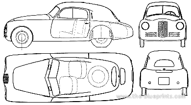 Fiat 1100 S (1951) - Фиат - чертежи, габариты, рисунки автомобиля
