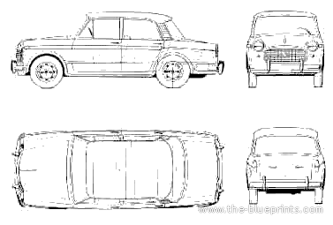 Fiat 1200 Berlina Gran Luce (1959) - Фиат - чертежи, габариты, рисунки автомобиля