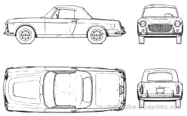 Fiat 1200 Cabriolet (1959) - Фиат - чертежи, габариты, рисунки автомобиля