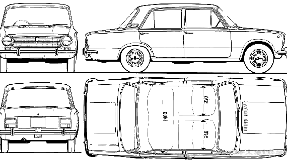 Fiat 124 (1972) - Фиат - чертежи, габариты, рисунки автомобиля