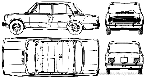 Fiat 124 (1973) - Фиат - чертежи, габариты, рисунки автомобиля