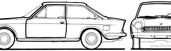 Fiat 124 Coupe (1969) - Фиат - чертежи, габариты, рисунки автомобиля