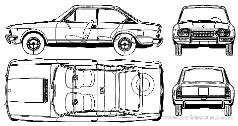Fiat 124 Coupe (1973) - Фиат - чертежи, габариты, рисунки автомобиля