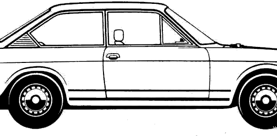 Fiat 124 Coupe (1975) - Фиат - чертежи, габариты, рисунки автомобиля