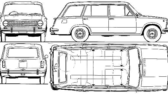 Fiat 124 Familiale (1972) - Фиат - чертежи, габариты, рисунки автомобиля