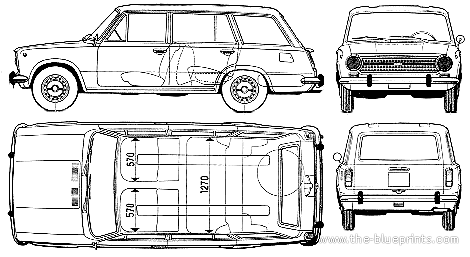 Fiat 124 Familiale (1973) - Фиат - чертежи, габариты, рисунки автомобиля