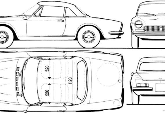 Fiat 124 Spider 1400 (1971) - Фиат - чертежи, габариты, рисунки автомобиля