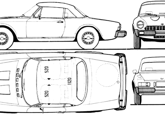 Fiat 124 Spider (2000) - Фиат - чертежи, габариты, рисунки автомобиля