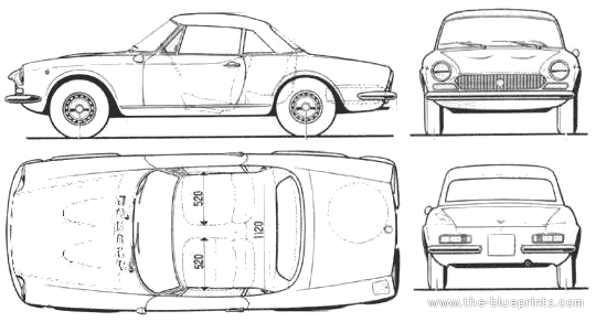 Fiat 124 Sport Spider - Фиат - чертежи, габариты, рисунки автомобиля