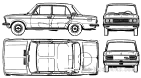 Fiat 125 Argentina (1972) - Фиат - чертежи, габариты, рисунки автомобиля