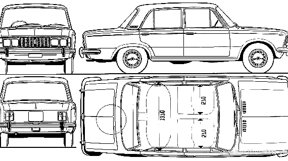 Fiat 125 Special (1972) - Фиат - чертежи, габариты, рисунки автомобиля