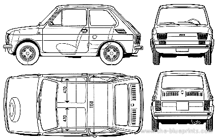 Fiat 126 (1973) - Фиат - чертежи, габариты, рисунки автомобиля